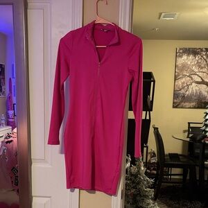 Fashion Nova Fuchsia Long Sleeve Dress